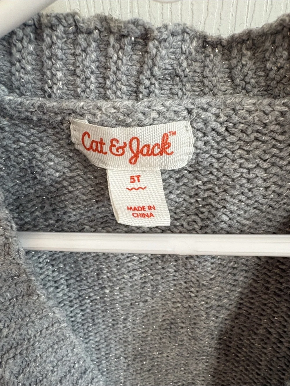 Cat & Jack Light Gray Chunky Open-Front Girls Cardigan